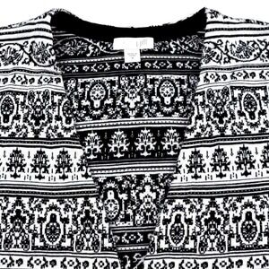 J Jill Black White Pattern Open Front Cardigan Jacket Women's M